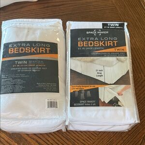 Extra Long White Twin Bedskirt - 21" Drop